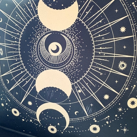 Loungefly Black Faux Leather Moon Phase Mini Backpack with Gold Print - Picture 2 of 6